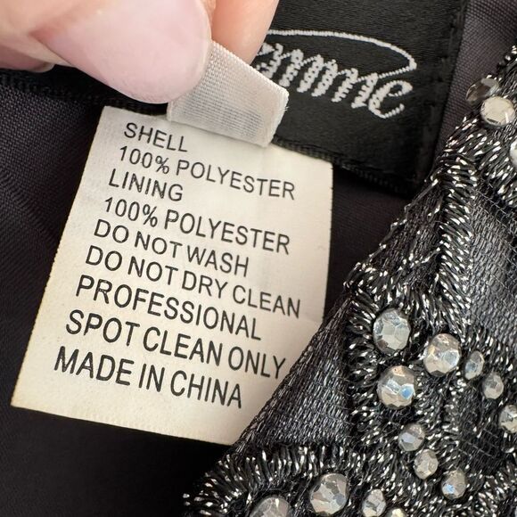 La Femme 26447 Two Tone Satin A-Line V-Neck Gown Platinum Silver Gray - Picture 16 of 16